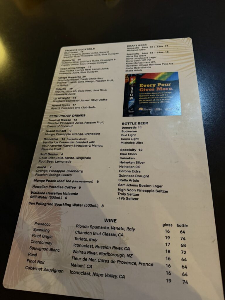 Tropics Bar & Grill Menu 1