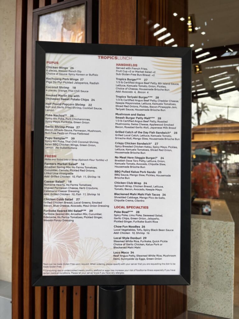 Tropics Bar & Grill Menu 2